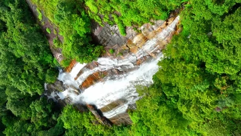 An aerial view above the waterfall Video stock 250144494