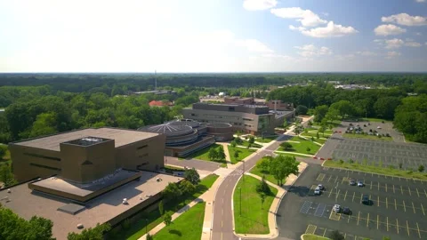 Aerial view of academic building and campus of University of Michigan, Dear.. Stock Footage 320448345
