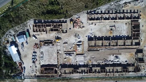 Aerial view of an active construction site Stock-Footage 100631540