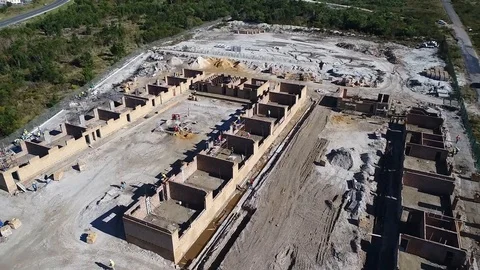 Aerial view of an active construction site Video stock 100631875