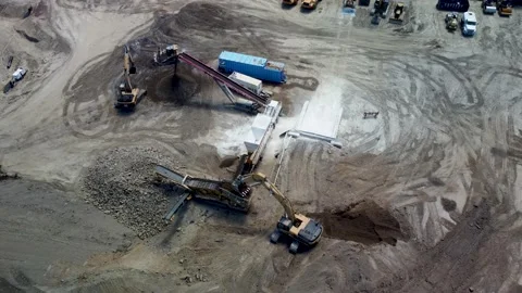 Aerial view of active construction site Stock Footage 156222765