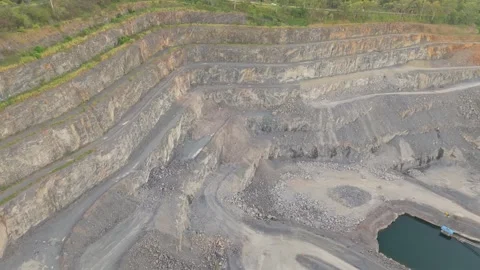 Aerial View of Active Quarry with Rock Terraces in Brisbane Queensland Aust.. Stock Footage 338336759