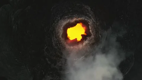 Aerial view of active volcano smoking, Erta Ale, Ethiopia. Cinematic drone shot Stock Footage 270189993