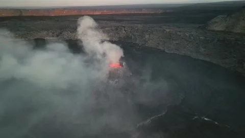 Aerial view of active volcano smoking, Erta Ale, Ethiopia. Cinematic drone shot Stock Footage 270190072