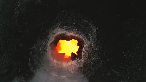 Aerial view of active volcano smoking, Erta Ale, Ethiopia. Cinematic drone shot Stock Footage 270190177