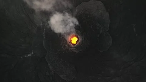Aerial view of active volcano smoking, Erta Ale, Ethiopia. Cinematic drone shot Stock Footage 270190207