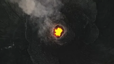 Aerial view of active volcano smoking, Erta Ale, Ethiopia. Cinematic drone shot Stock Footage 270190252