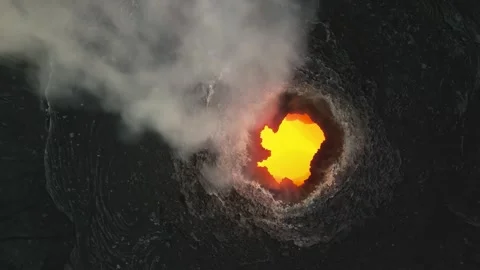 Aerial view of active volcano smoking, Erta Ale, Ethiopia. Cinematic drone shot Stock Footage 270190288