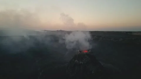 Aerial view of active volcano smoking, Erta Ale, Ethiopia. Cinematic drone shot Video stock 270190324