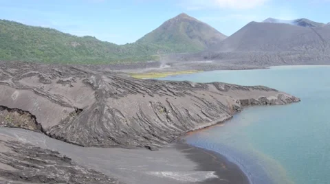 Aerial view of active volcano Tavurvur Stock Footage 52924103