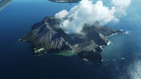 Aerial View of the active volcano White Island, Bay of Plenty, New Zealand Video stock 114717652