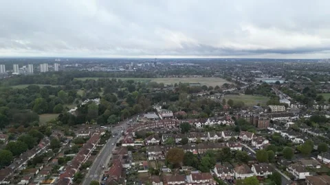 Aerial view of Acton, Borough of Ealing, West London, UK 13th Sept 2026 Stock Footage 345444503