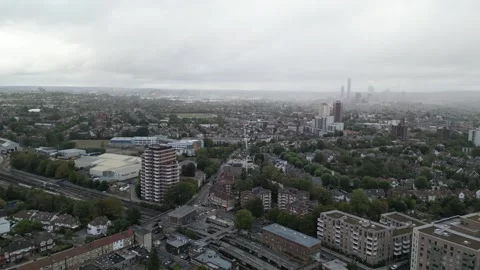 Aerial view of Acton, Borough of Ealing, West London, UK 13th Sept 2026 Stock Footage 345444585