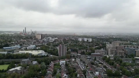 Aerial view of Acton, Borough of Ealing, West London, UK 13th Sept 2026 Stock Footage 345444778
