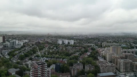 Aerial view of Acton, Borough of Ealing, West London, UK 13th Sept 2026 Stock Footage 345444794
