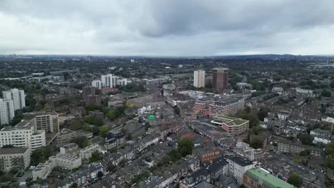 Aerial view of Acton, Borough of Ealing, West London, UK 13th Sept 2026 Stock Footage 345444841