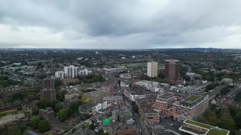 Aerial view of Acton, Borough of Ealing, West London, UK 13th Sept 2026 Stock Footage 345444903