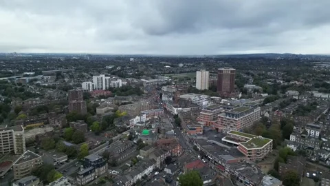 Aerial view of Acton, Borough of Ealing, West London, UK 13th Sept 2026 Stock Footage 345444910