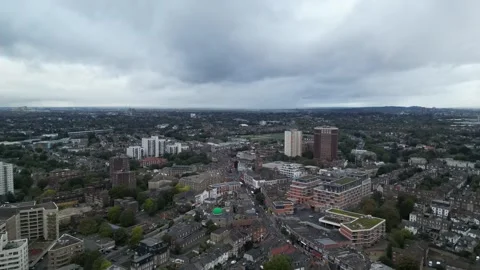 Aerial view of Acton, Borough of Ealing, West London, UK 13th Sept 2026 Stock Footage 345444911
