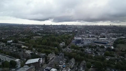 Aerial view of Acton, Borough of Ealing, West London, UK 13th Sept 2026 Stock Footage 345444924