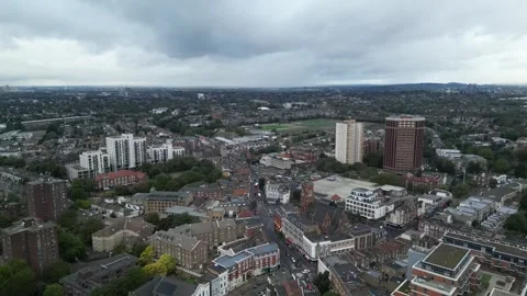 Aerial view of Acton, Borough of Ealing, West London, UK 13th Sept 2026 Stock Footage 345444958