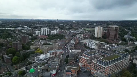 Aerial view of Acton, Borough of Ealing, West London, UK 13th Sept 2026 Stock Footage 345445007