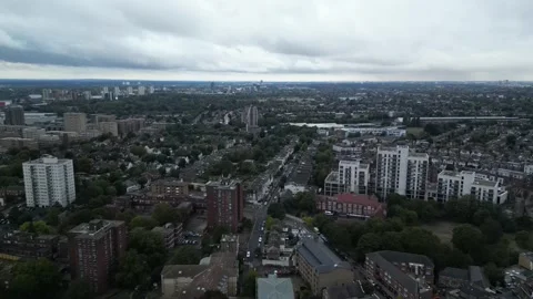 Aerial view of Acton, Borough of Ealing, West London, UK 13th Sept 2026 Stock Footage 345445074