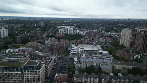 Aerial view of Acton, Borough of Ealing, West London, UK 13th Sept 2026 Stock Footage 345445091