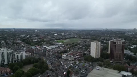 Aerial view of Acton, Borough of Ealing, West London, UK 13th Sept 2026 Stock Footage 345445099
