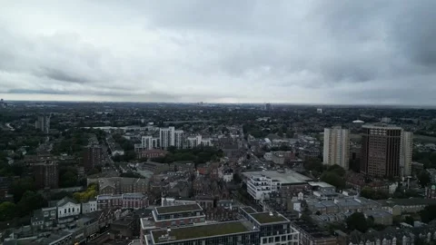 Aerial view of Acton, Borough of Ealing, West London, UK 13th Sept 2026 Stock Footage 345445118
