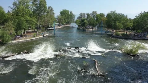 Aerial view of adala waterfall Stock Footage 247122551