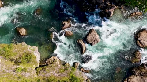 Aerial View Of Adda River With Rapids, Northern Italy Stock Footage