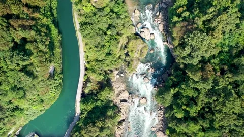 Aerial View Of Adda River With Rapids, Northern Italy 库存影片 139267159
