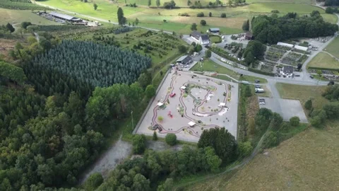 Aerial view of the adventure mini golf in Germany Stock Footage 230103948