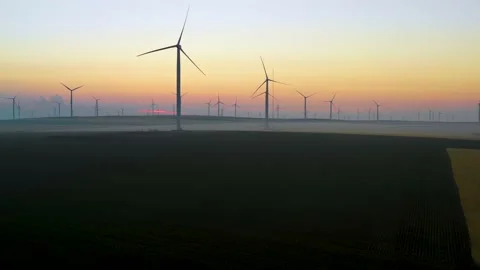 Aerial view of aeolian generators wind turbine farm in a wheat field Wind energy 스톡 동영상 150591081
