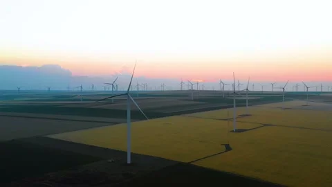 Aerial view of aeolian generators wind turbine farm in a wheat field Wind energy 스톡 동영상 150623320