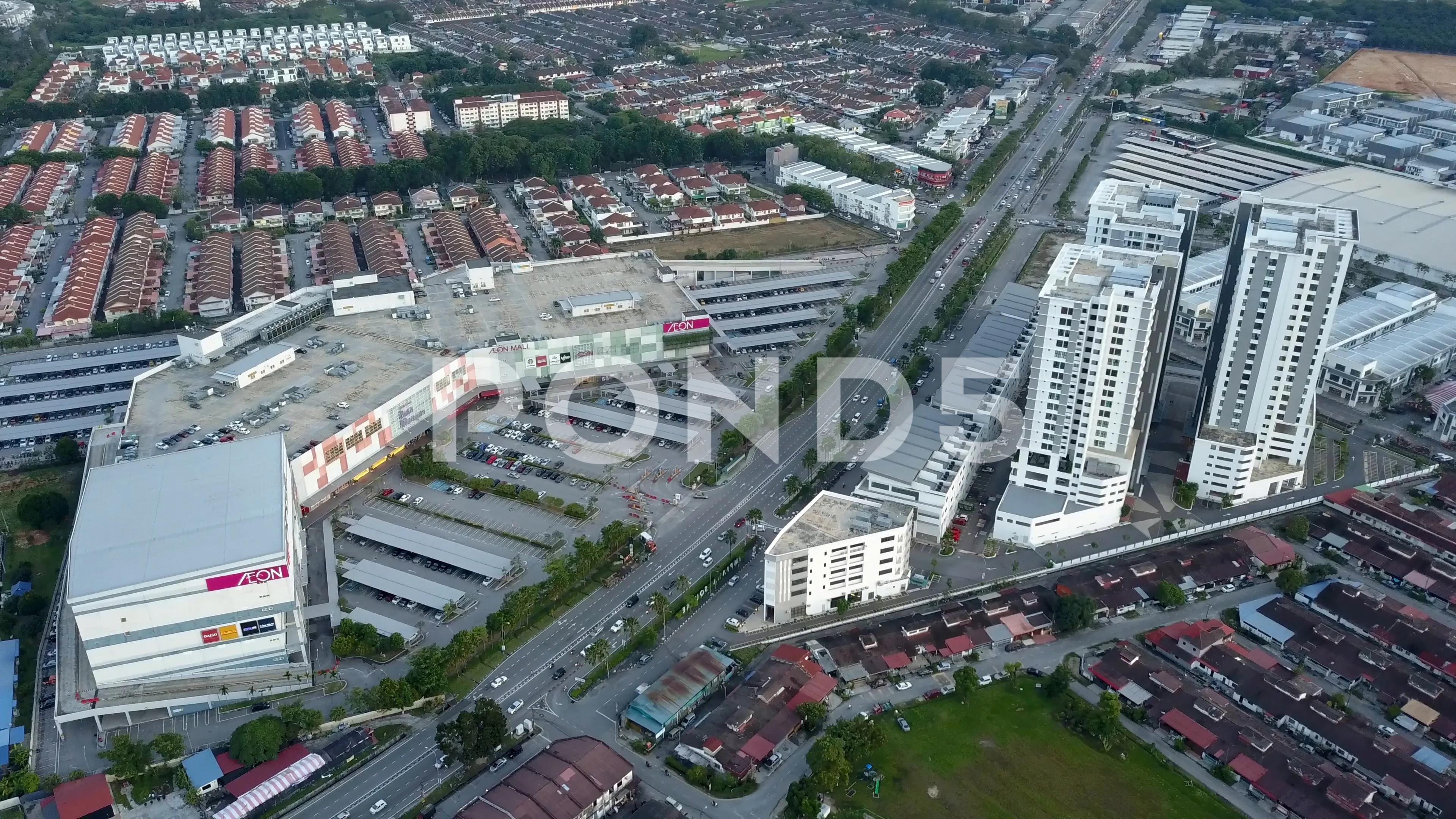 Aerial View Aeon Mall At Alma With Housi Stock Video Pond5