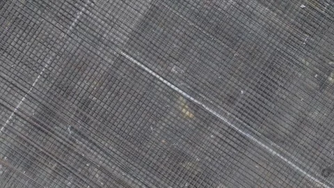 Aerial View: Aerial view of an active site where workers and engineers Stock Footage 296096291