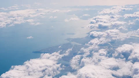 Aerial view from aeroplane window over Osaka prefecture, Japan Stock Footage 296873773