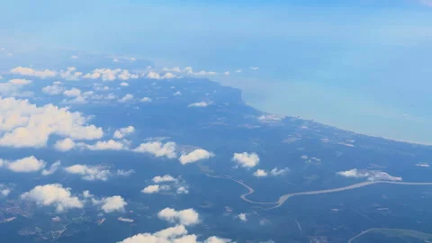 Aerial view from aeroplane window over Osaka prefecture, Japan Stock Footage 297590423