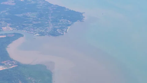 Aerial view from aeroplane window over Osaka prefecture, Japan Stock Footage 297590432
