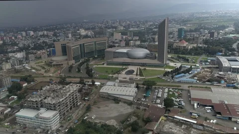Aerial view of the African Union building in Addis Ababa, Ethiopia Stock Footage