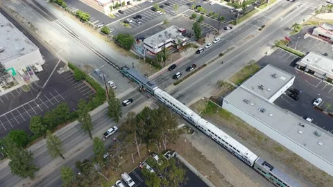 Aerial View of aftermath of train accident with pedestrian Vídeo Stock 193651020