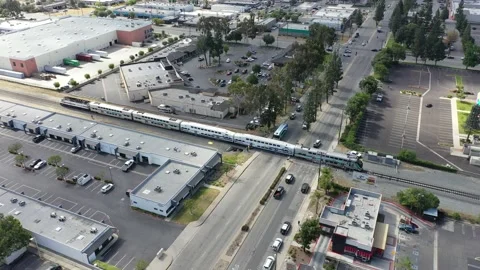 Aerial View of aftermath of train accident with pedestrian Vídeo Stock 193654450