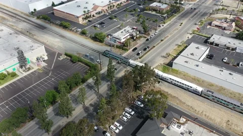 Aerial View of aftermath of train accident with pedestrian Vídeo Stock 193656444