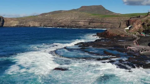 Aerial view of Agaete Spain Video stock 335930008