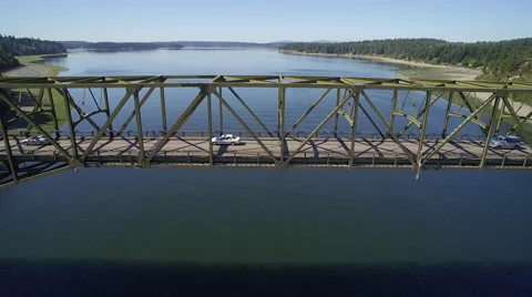 Aerial view of the Agate Pass Bridge - Seattle, Bainbridge Island Stock Footage 58102205