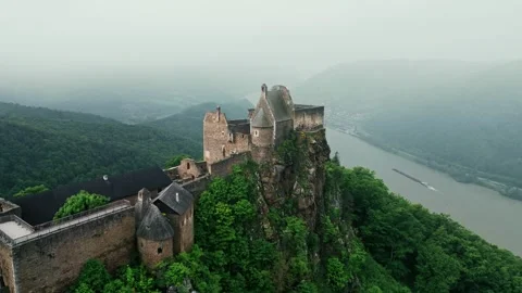 Aerial view of Aggstein Castle - Austria Stock Footage 243200277