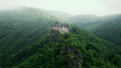 Aerial view of Aggstein Castle - Austria Stock Footage 243200650