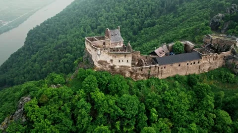 Aerial view of Aggstein Castle - Austria Stock Footage 243201254